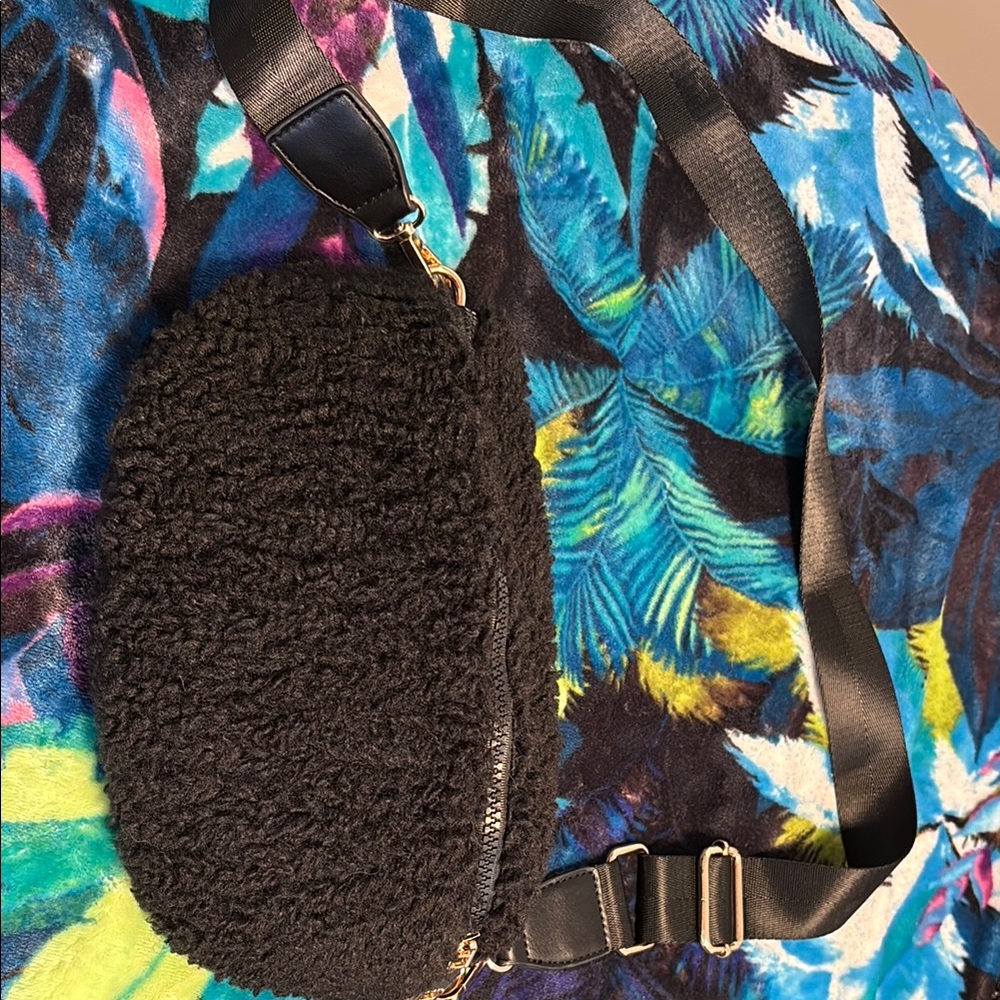 Black Shearling Crossbody Bag